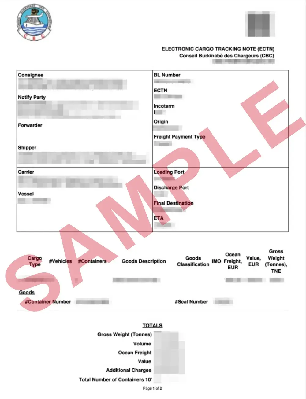 Official Burkina Faso ECTN sample document