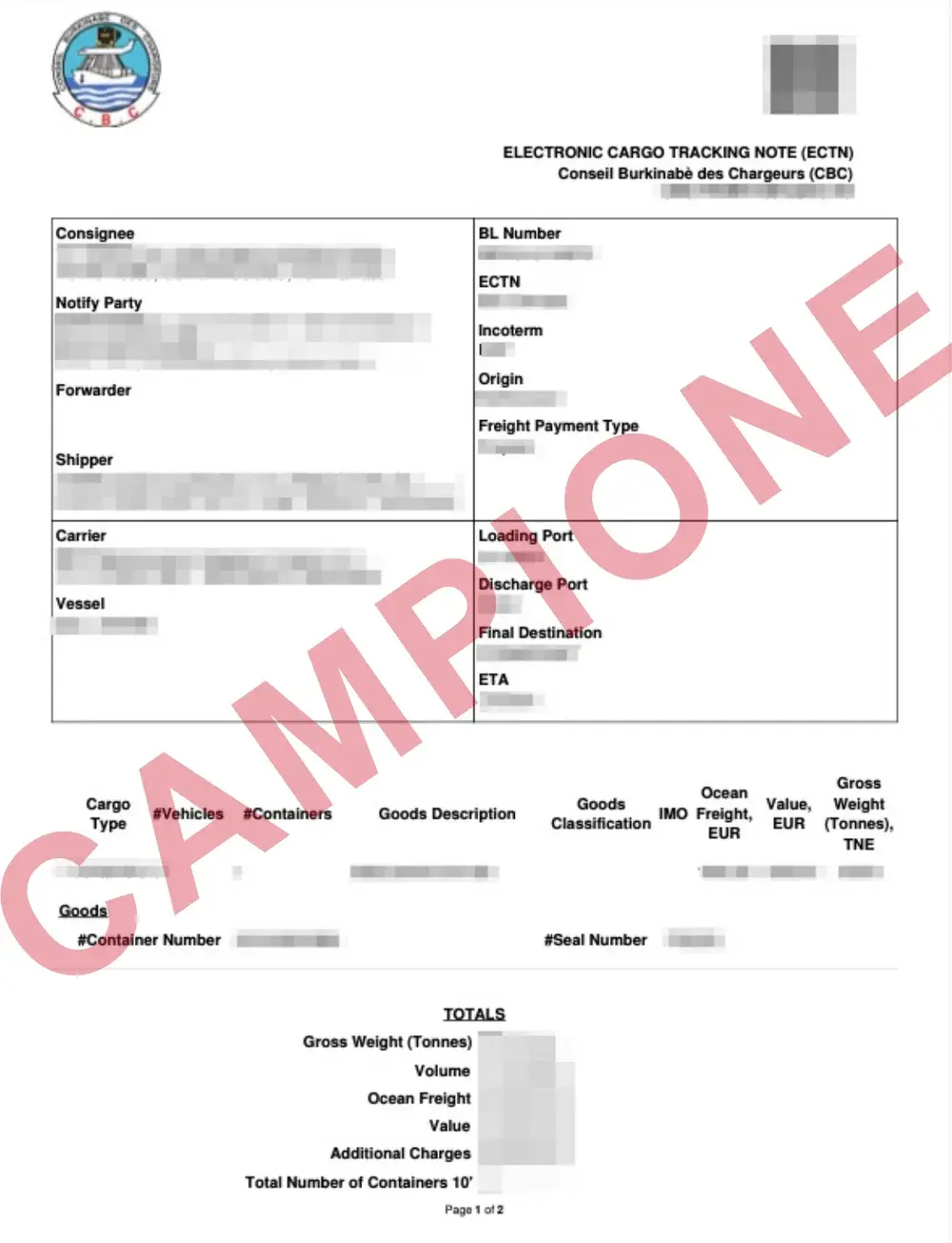 Documento di esempio ufficiale ECTN Burkina Faso