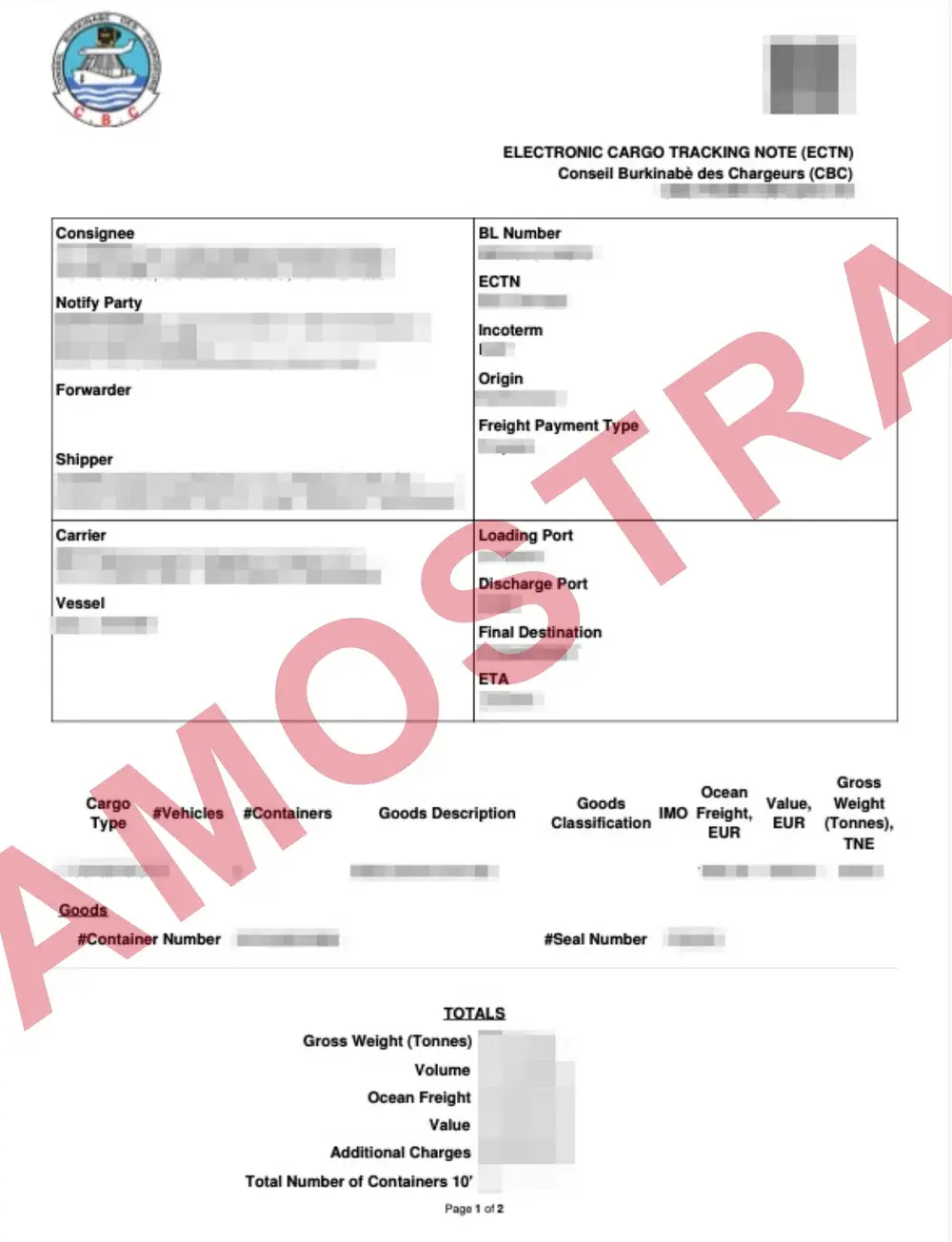 Documento de exemplo oficial ECTN Burkina Faso