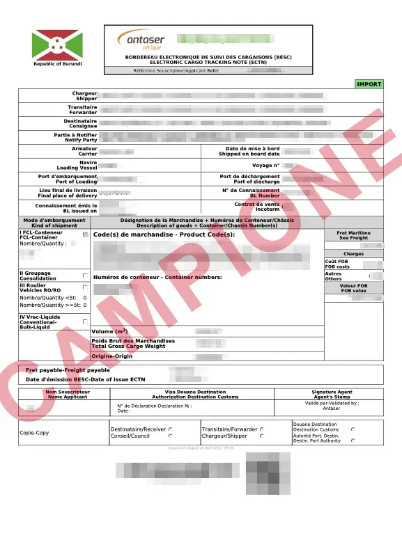 Documento di esempio ufficiale ECTN Burundi