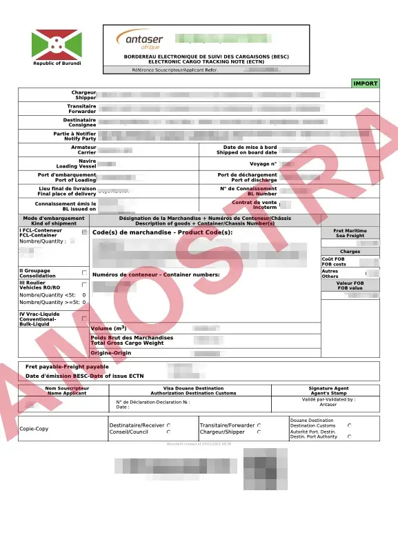 Documento de exemplo oficial ECTN Burundi