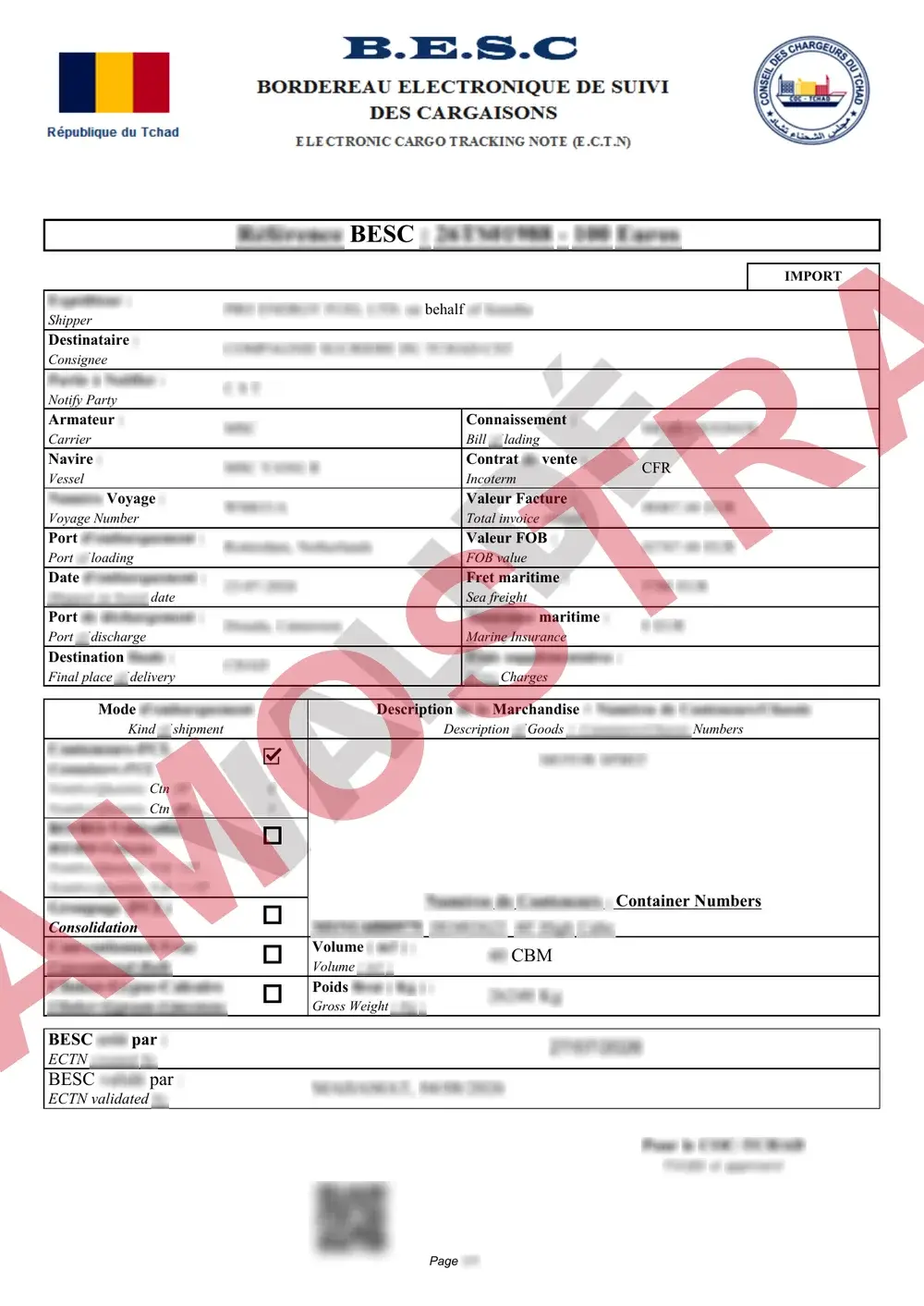 Documento de exemplo oficial BESC Chad