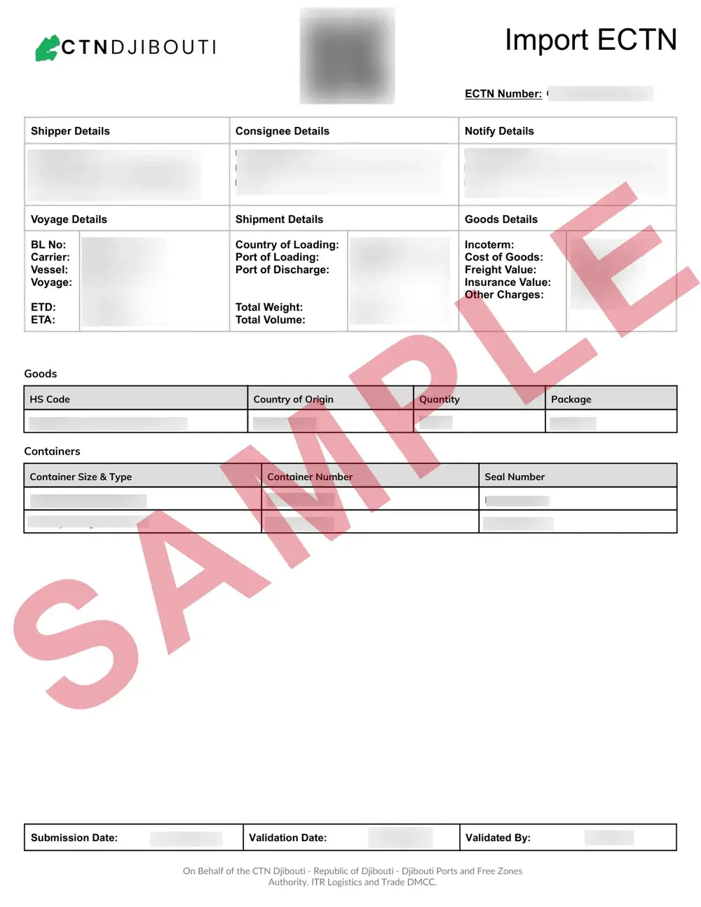 Official Djibouti ECTN sample document