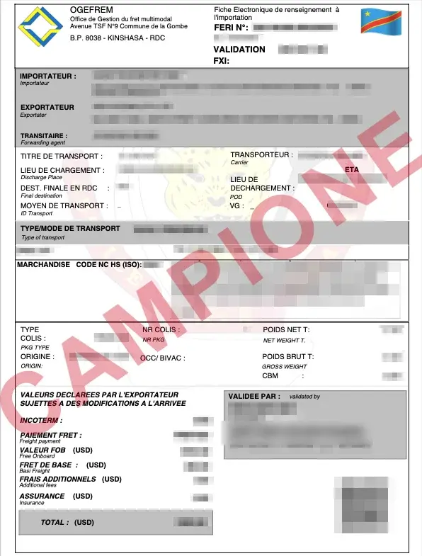 Documento di esempio ufficiale FERI DR Congo