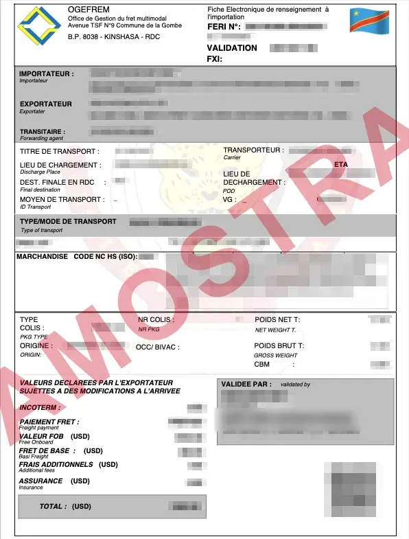 Documento de exemplo oficial FERI DR Congo