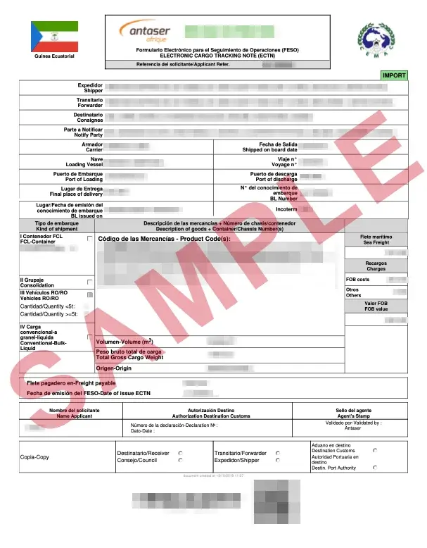 Official Equatorial Guinea ECTN sample document