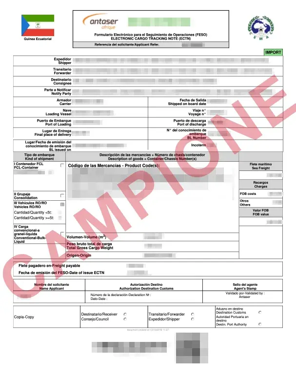 Documento di esempio ufficiale ECTN Equatorial Guinea