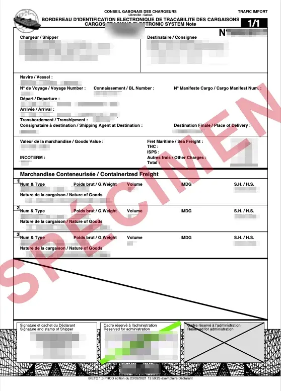Document d’exemple officiel BIETC Gabon