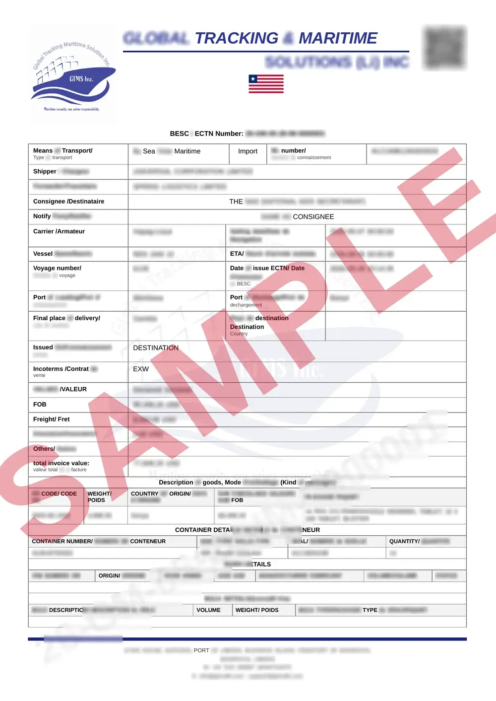 Official Gambia CTN sample document