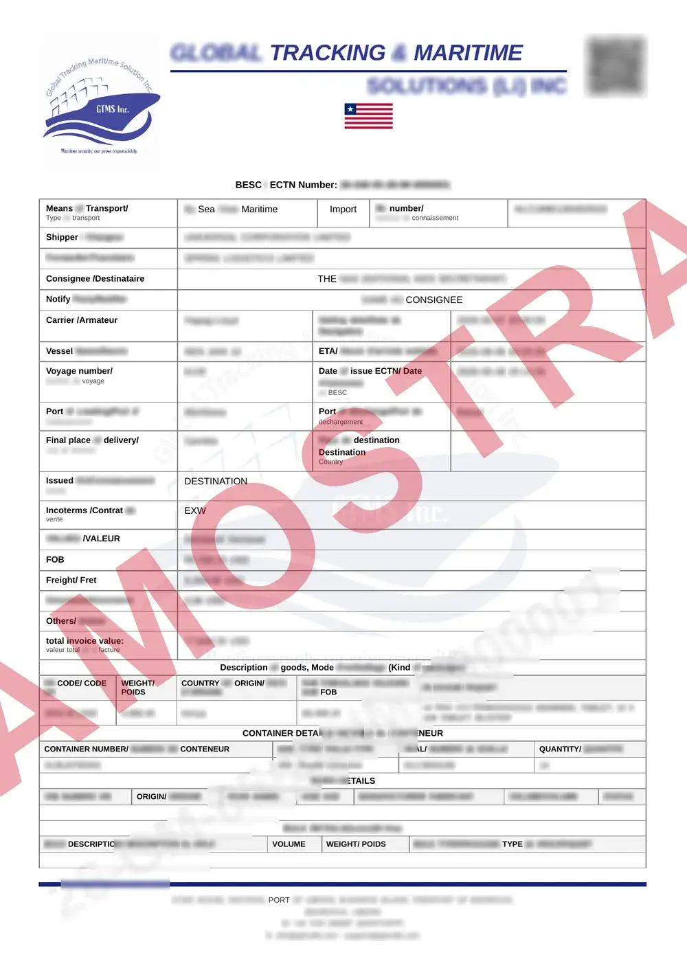 Documento de exemplo oficial CTN Gambia