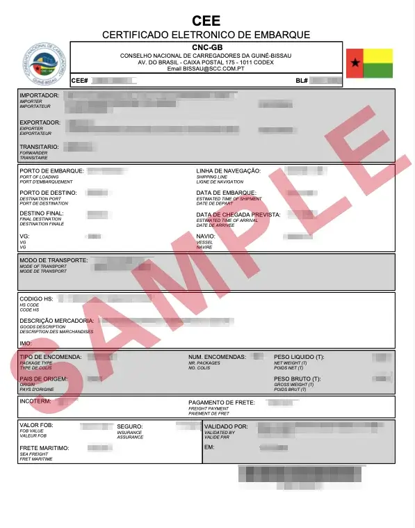 Official Guinea Bissau CEE sample document