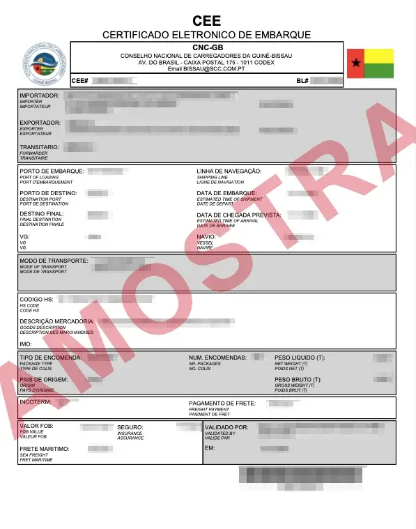 Documento de exemplo oficial CEE Guinea Bissau