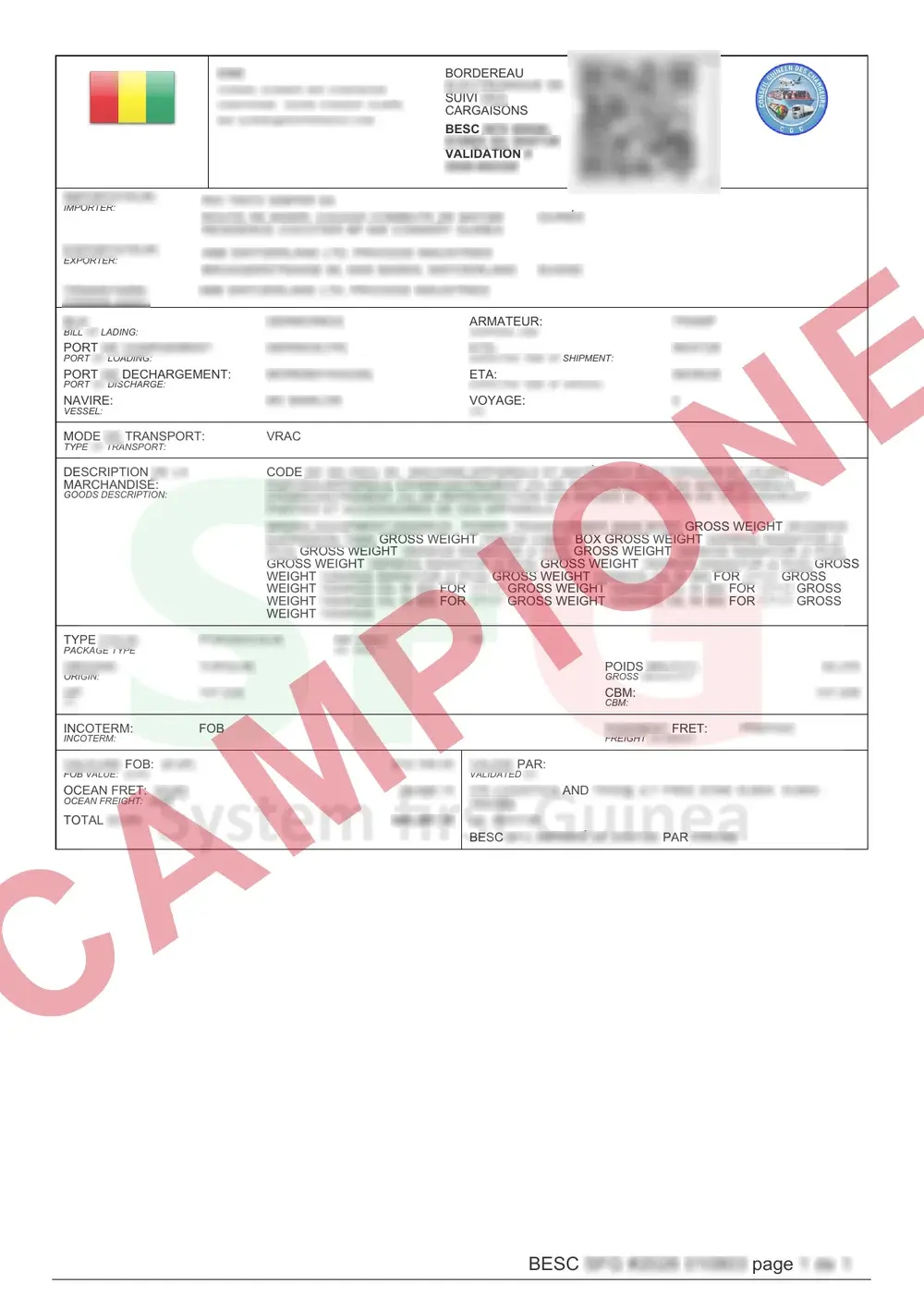 Documento di esempio ufficiale ECTN Guinea Conakry
