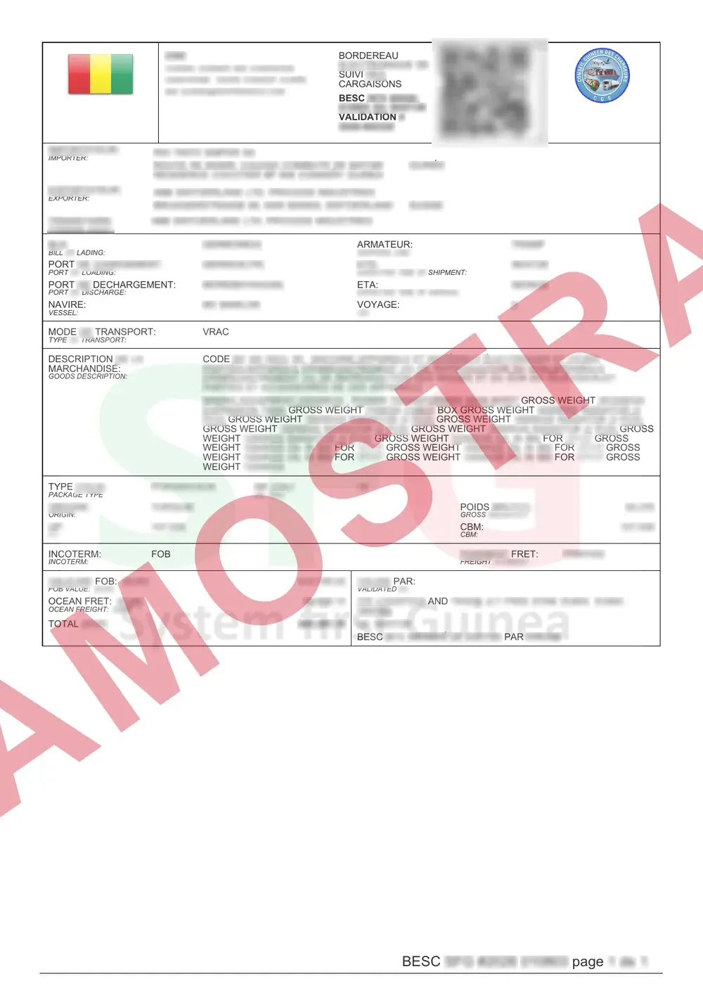 Documento de exemplo oficial ECTN Guinea Conakry