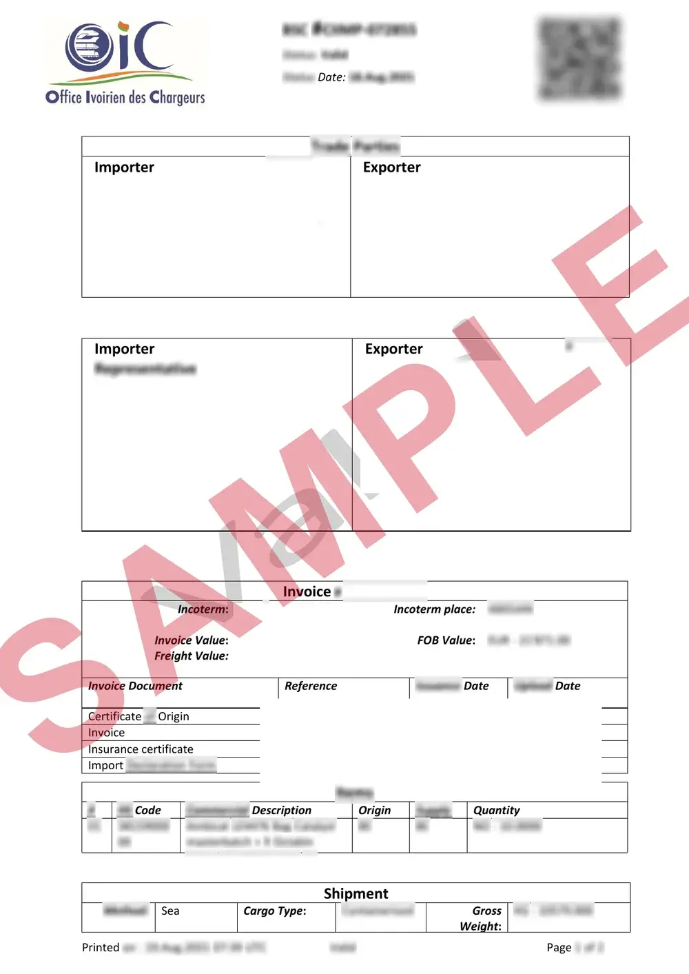 Official Ivory Coast BSC sample document