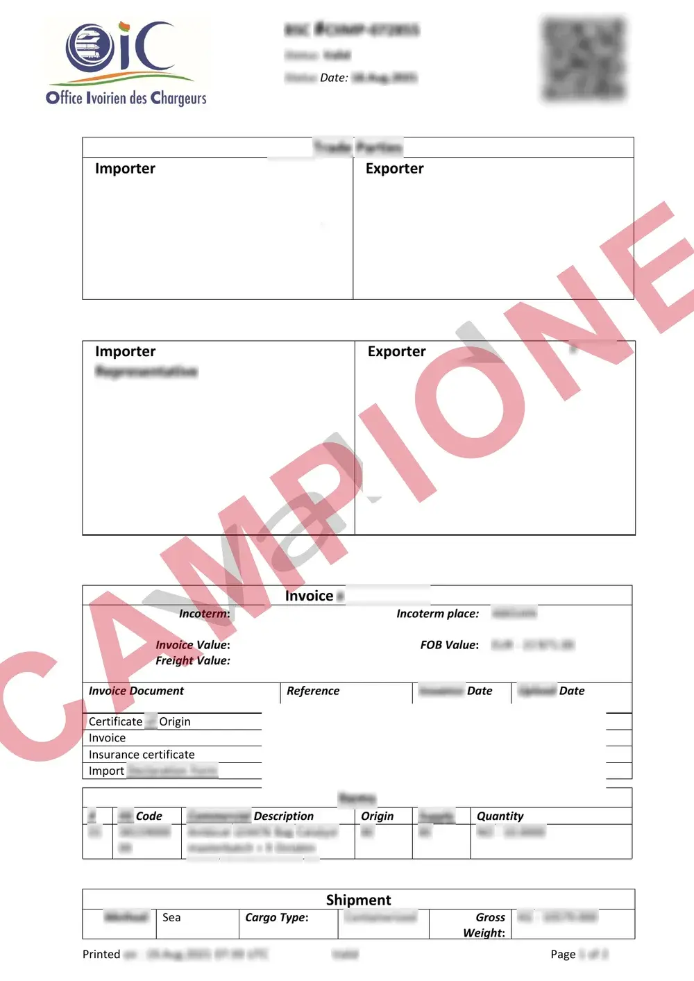 Documento di esempio ufficiale BSC Ivory Coast