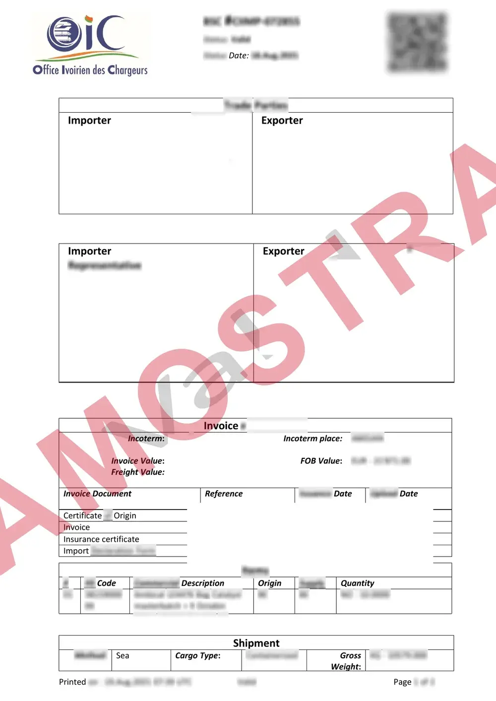 Documento de exemplo oficial BSC Ivory Coast