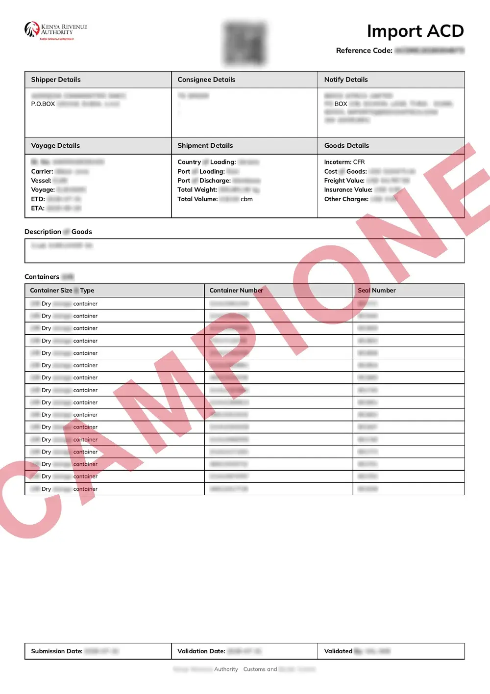Documento di esempio ufficiale ACD Kenya