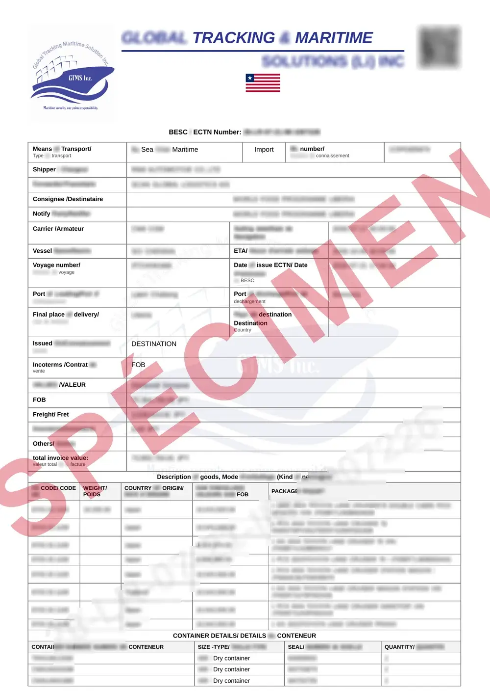 Document d’exemple officiel CTN Liberia