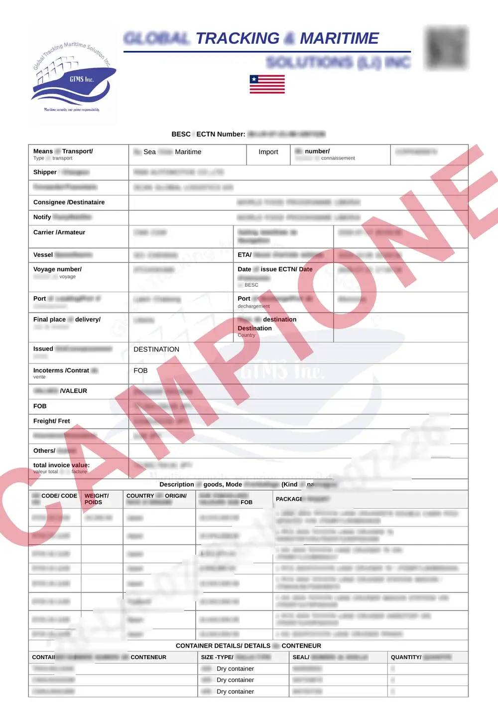 Documento di esempio ufficiale CTN Liberia