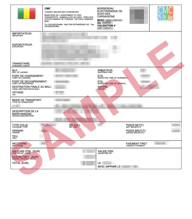 Official Mali BESC sample document