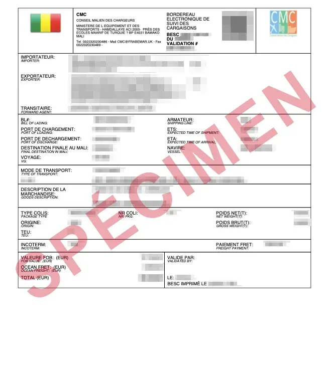 Document d’exemple officiel BESC Mali