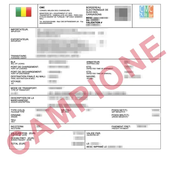 Documento di esempio ufficiale BESC Mali