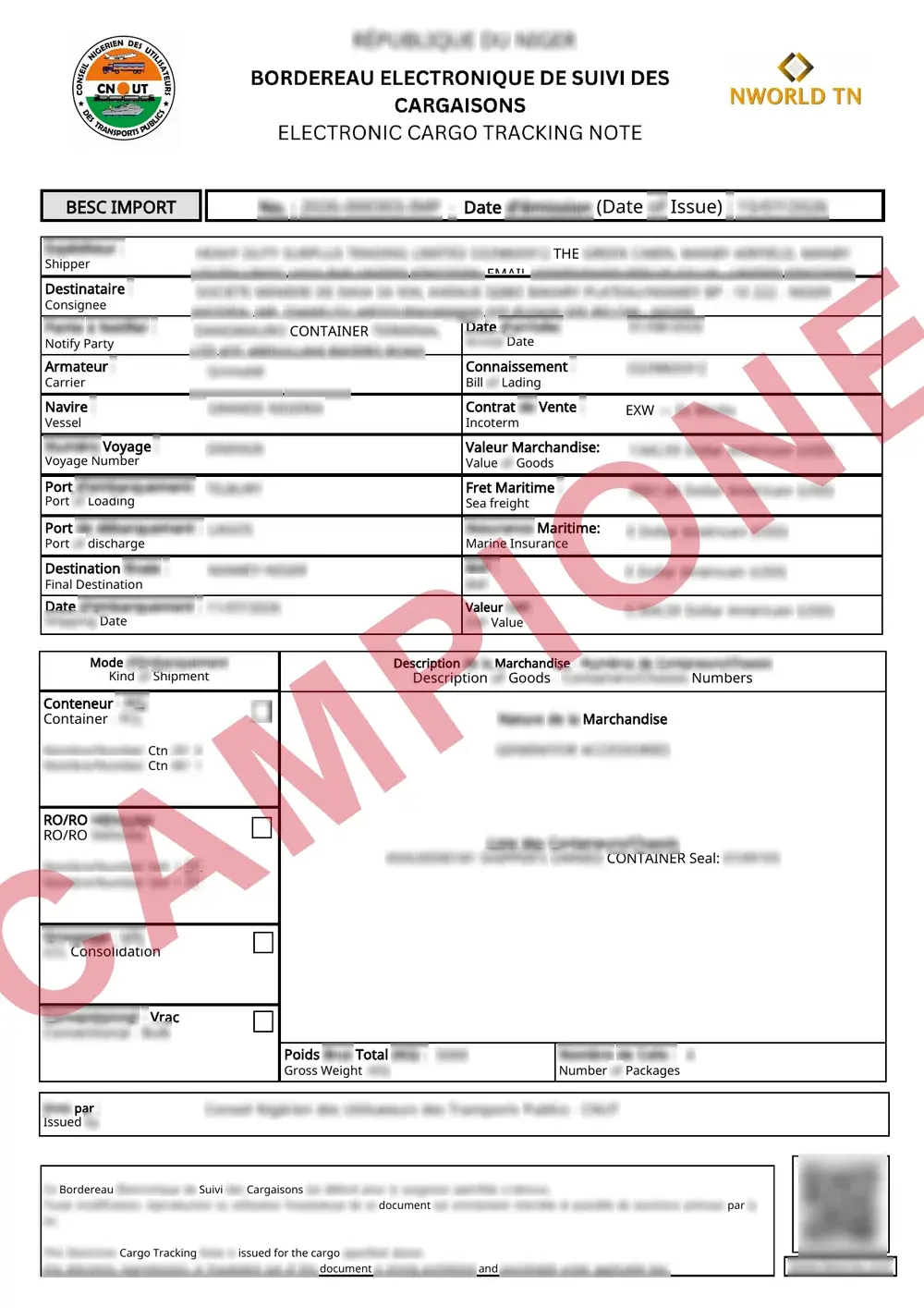 Documento di esempio ufficiale BESC Niger