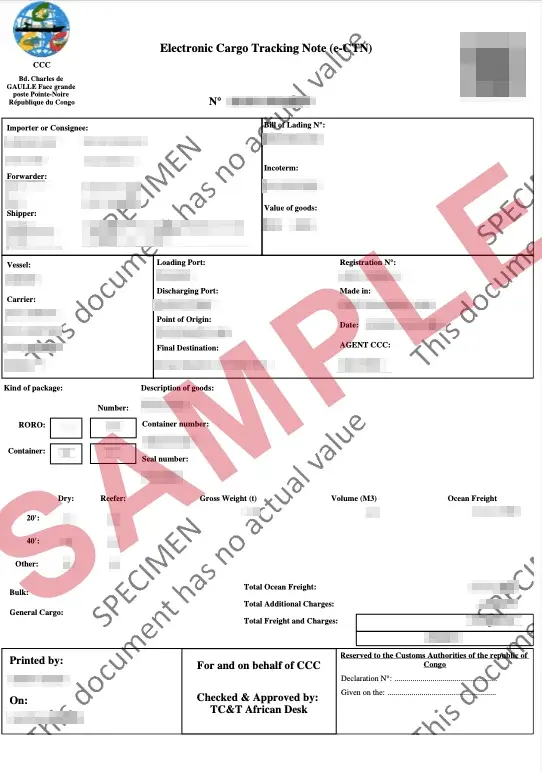 Official Republic of Congo ECTN sample document