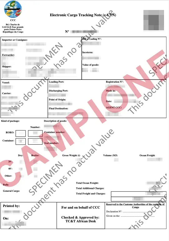 Documento di esempio ufficiale ECTN Republic of Congo