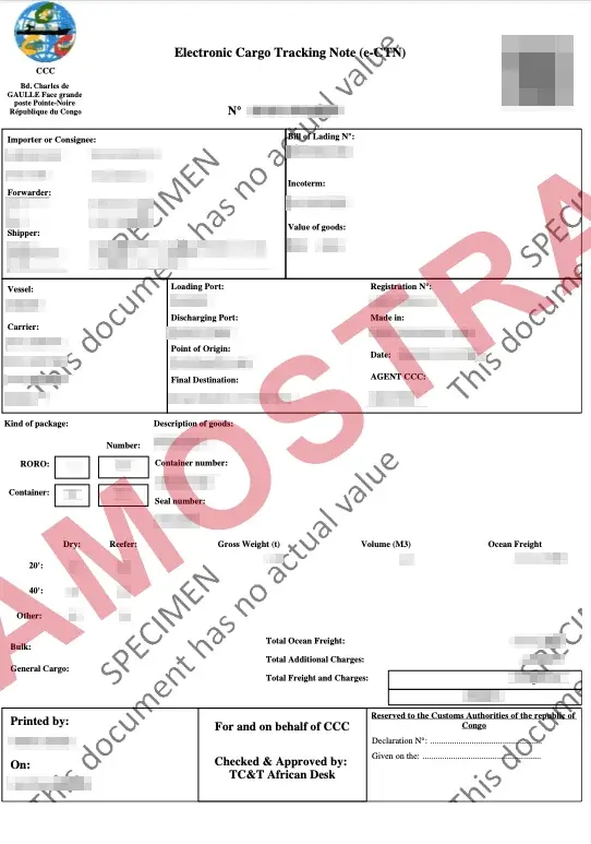 Documento de exemplo oficial ECTN Republic of Congo