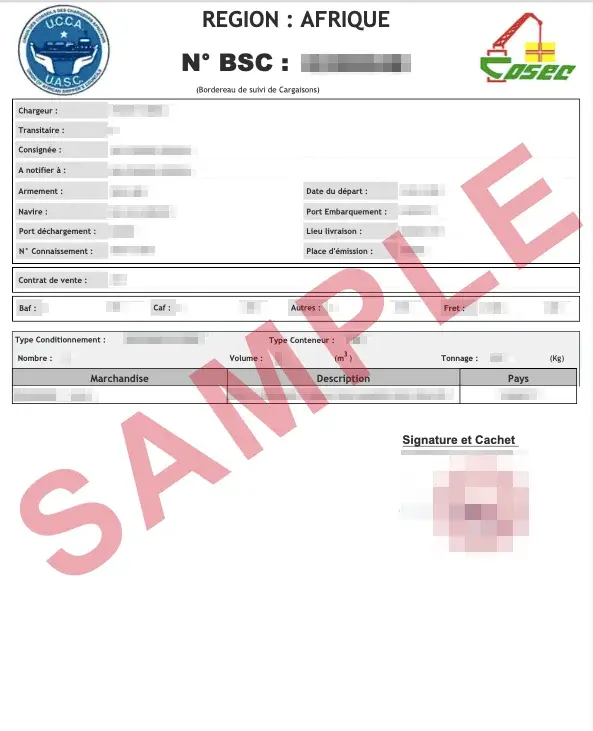 Official Senegal BESC sample document