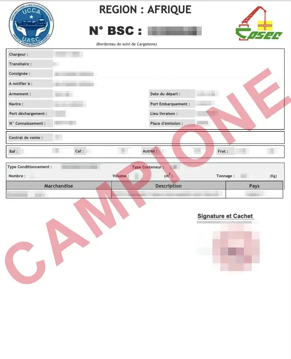 Documento di esempio ufficiale BESC Senegal