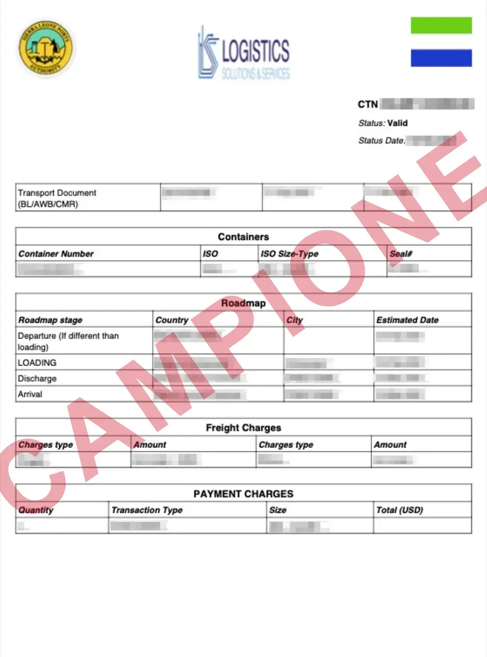 Documento di esempio ufficiale CTN Sierra Leone