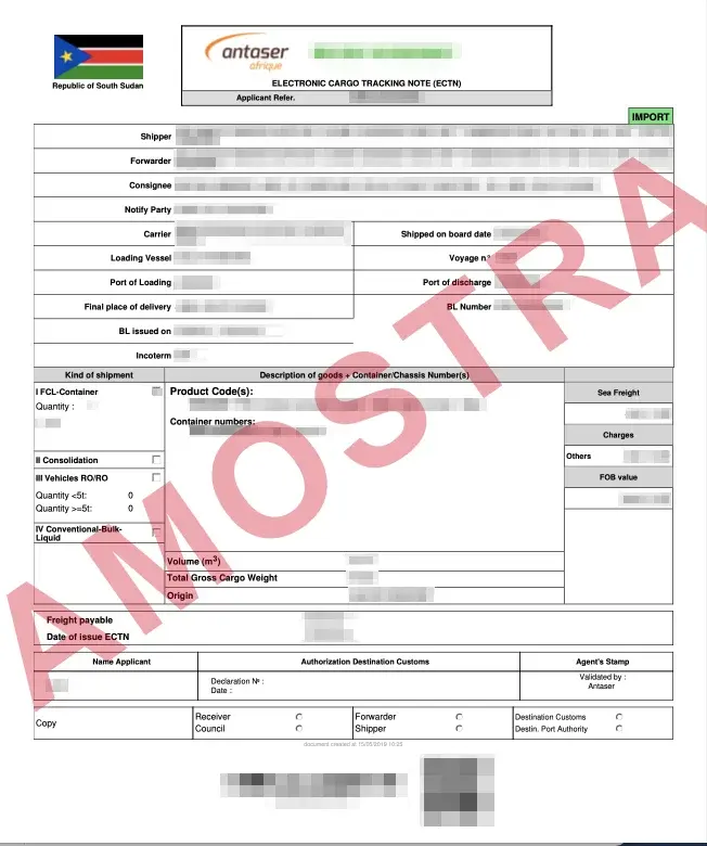 Documento de exemplo oficial ECTN South Sudan