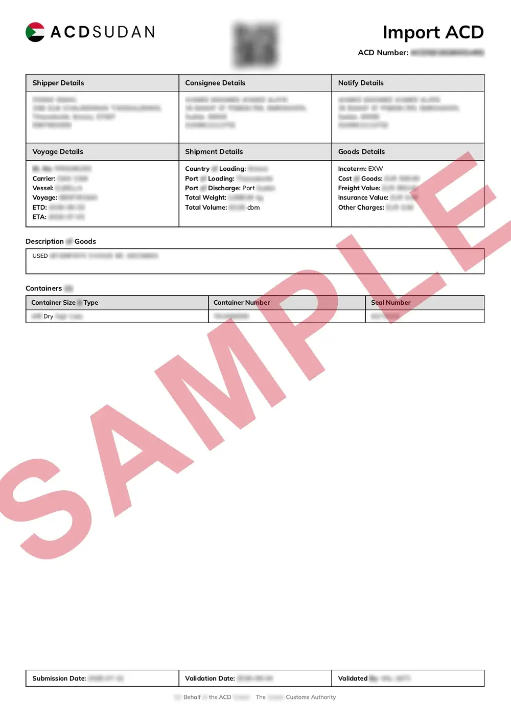 Official Sudan ACD sample document