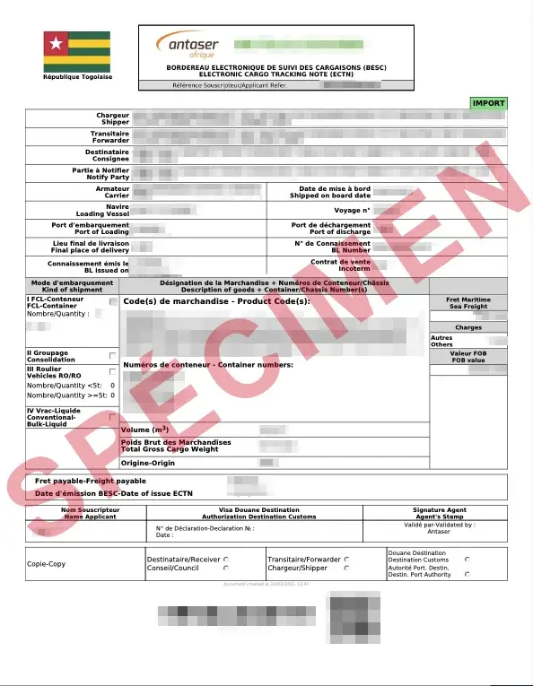 Document d’exemple officiel ECTN Togo