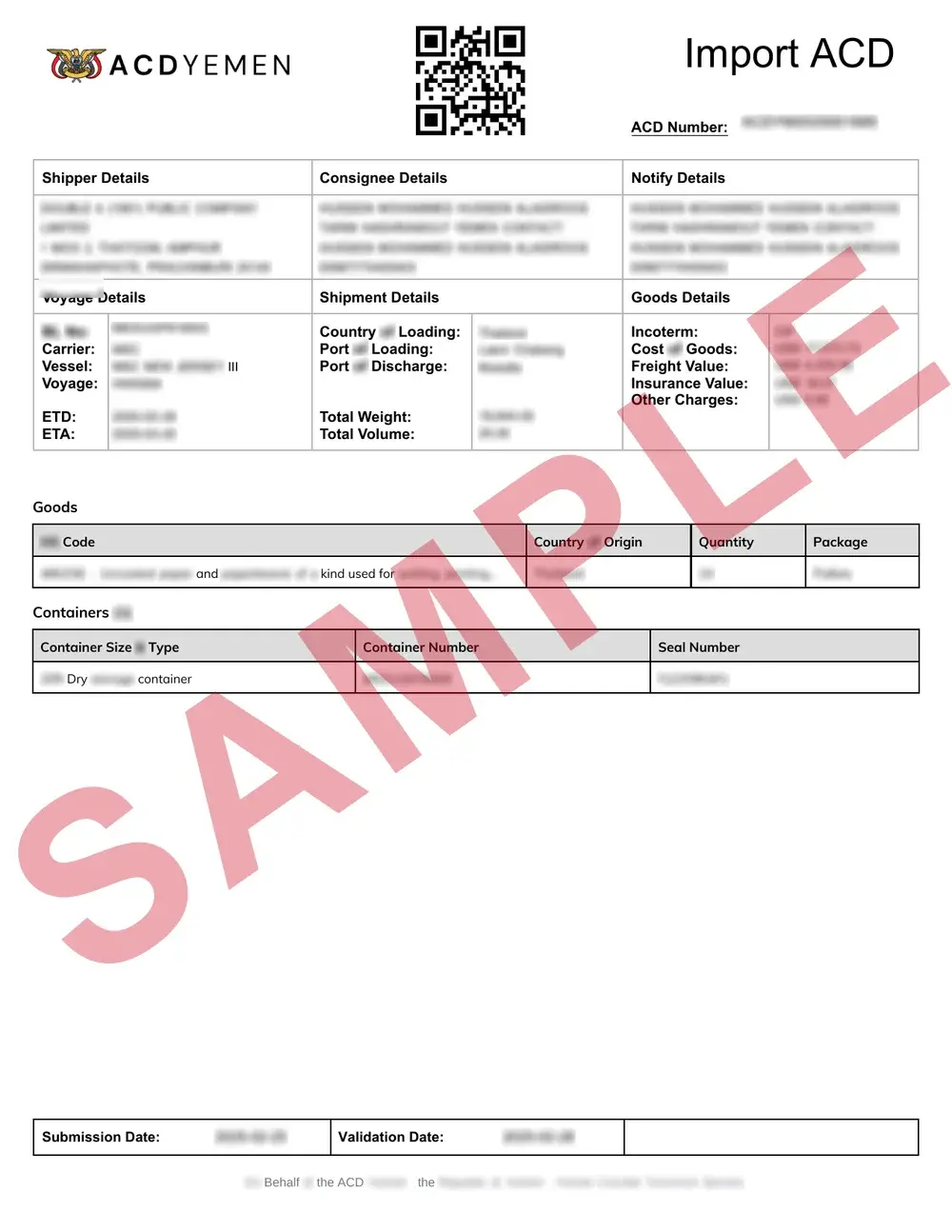 Official Yemen ACD sample document