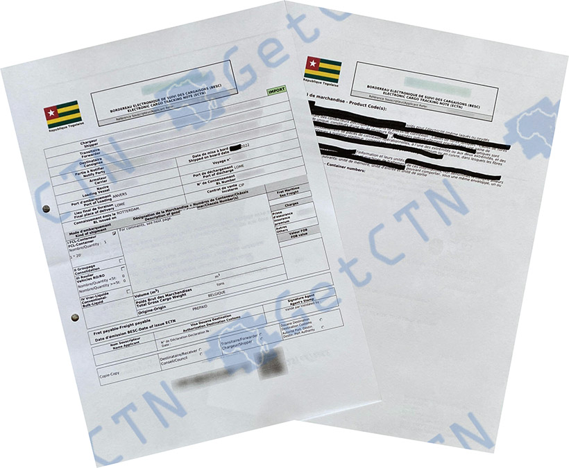 A Sample Togo ECTN Certificate