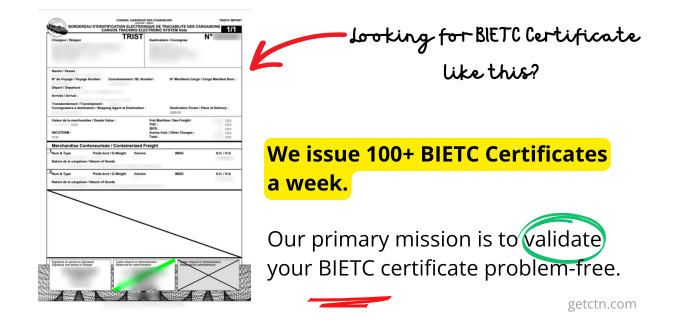 GetCTN Gabon BIETC Certificate