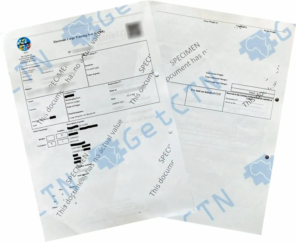 A Sample Republic of Congo ECTN Certificate